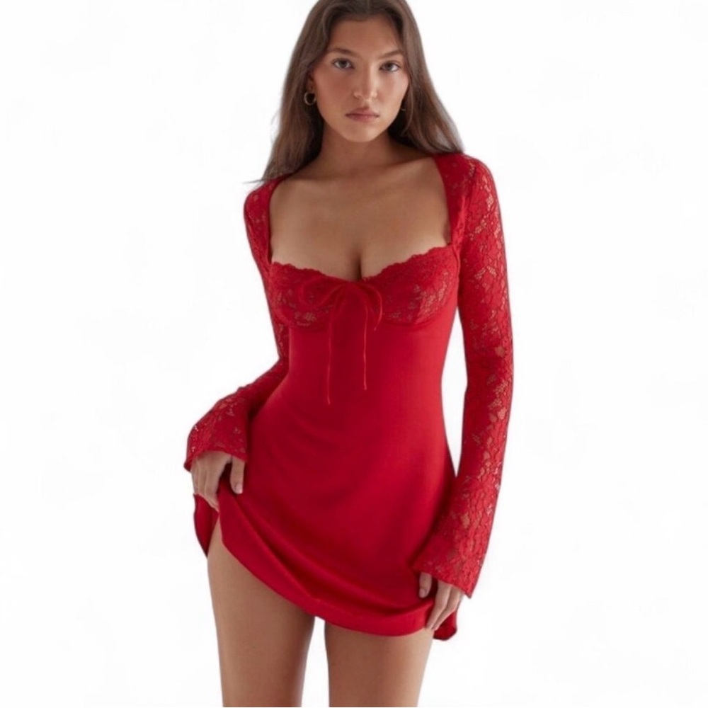House of CB Red Lace Mini Dress